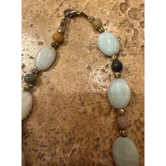 Aquamarine & Mixed Glass Beads Necklace With Gold-Tone Accents - Picture 3 of 5